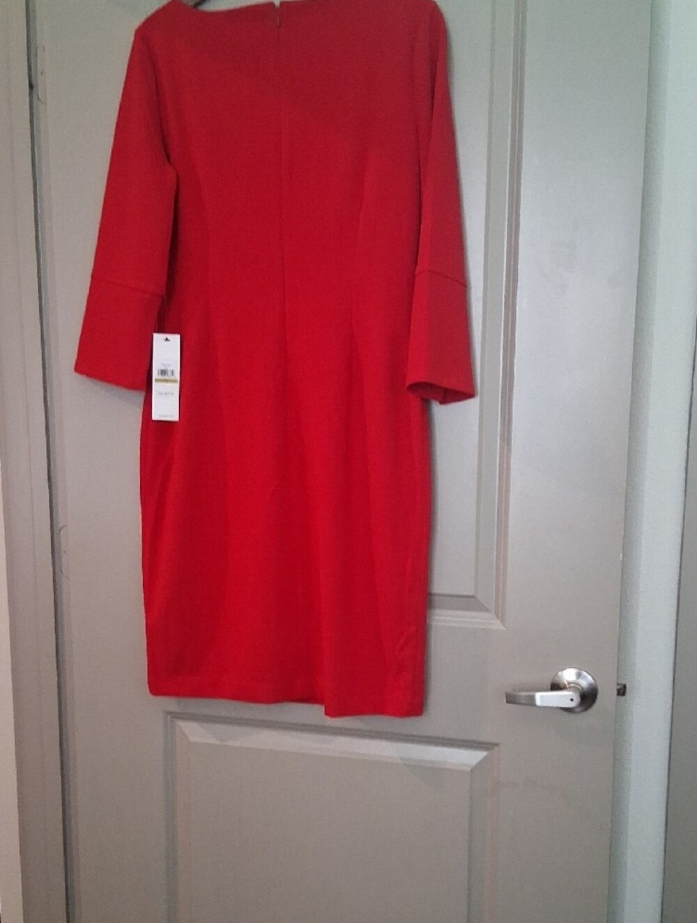 Calvin Klein Red Bell-Sleeve Sheath Dress - Picture 6 of 7